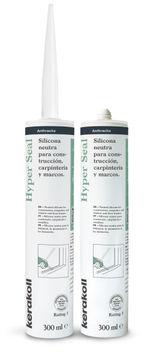 Silicona neutra para construcción, carpintería y marcos, referencia Hyper Seal de Kerakoll. Blanco